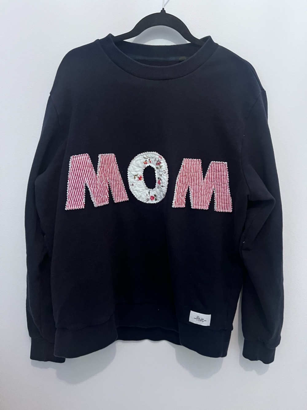 🌻-five-stitched by tina 
Mom Quilt Patch Crewneck